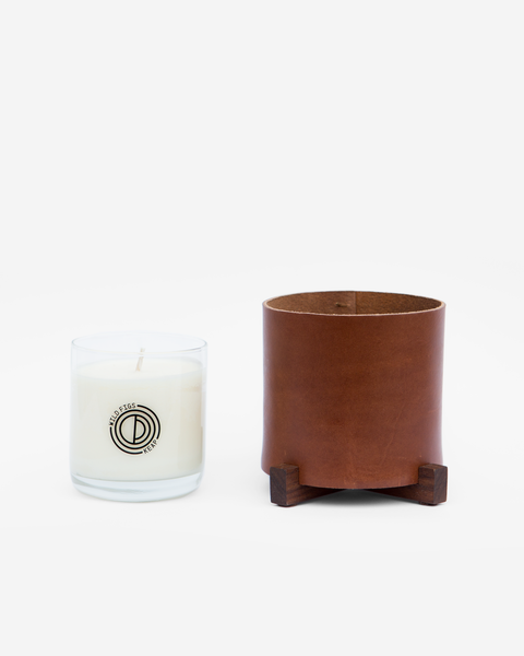 Chestnut Leather Candle Holder with KEAP Candle