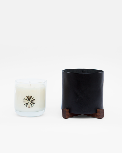Black Leather Candle Holder with KEAP Candle
