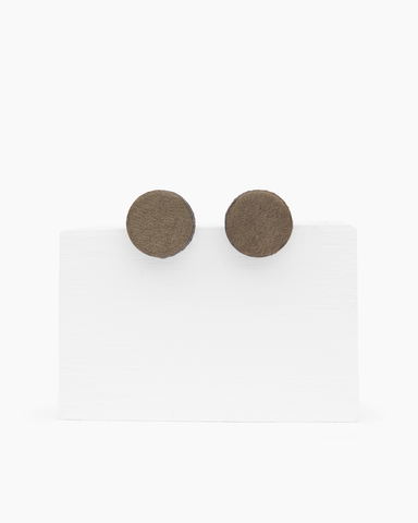 Leather Stud Earrings - Round