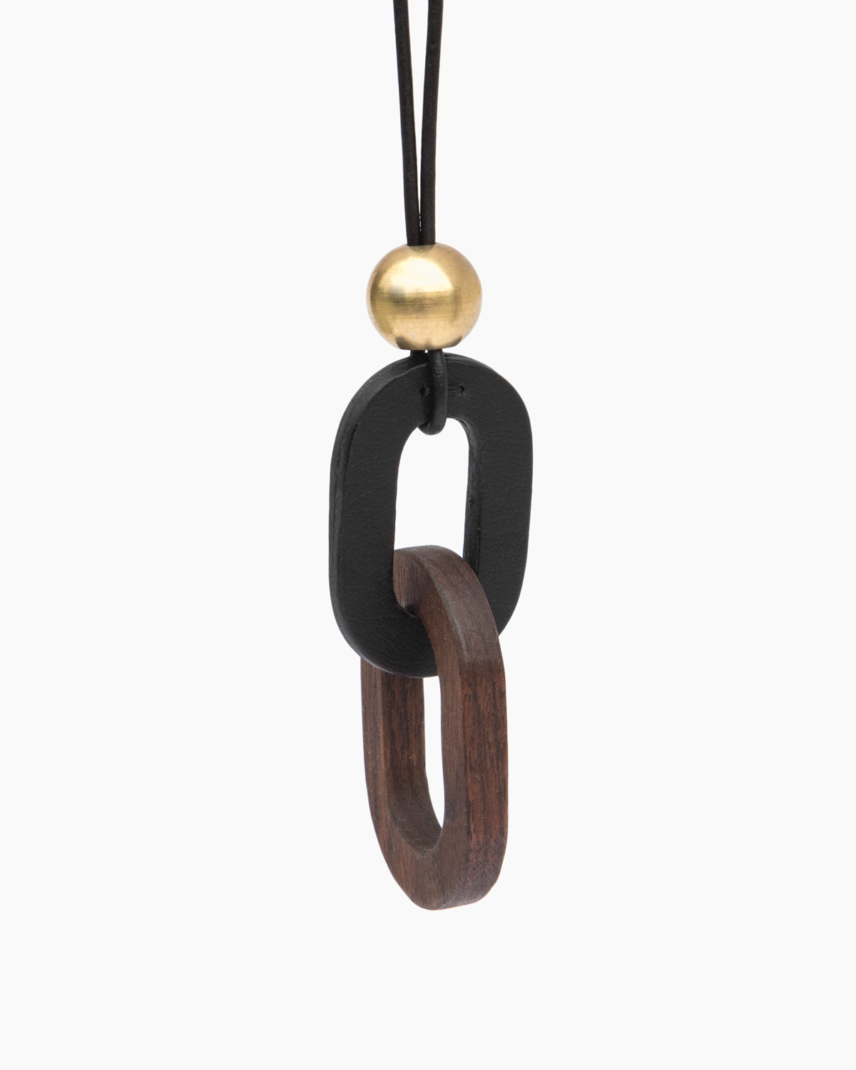 Link Necklace - Black/Walnut/Brass